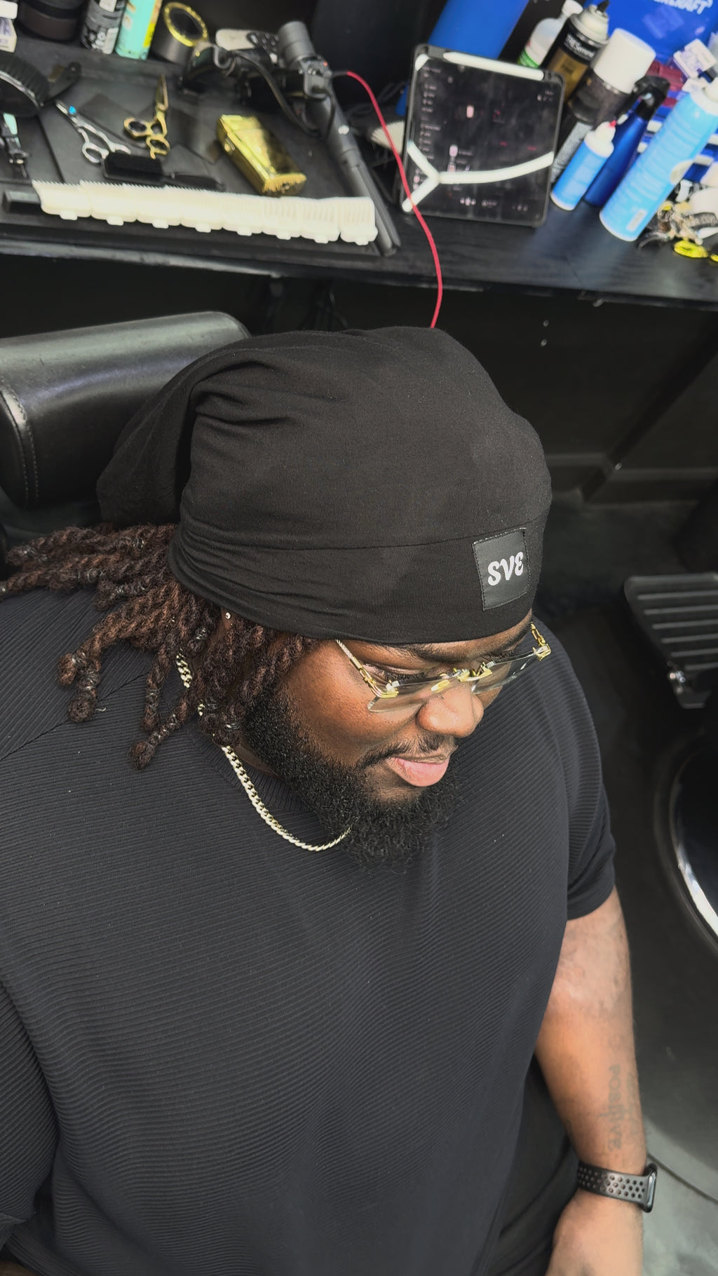 Long Adjustable Skull Cap - LINED WITH SATIN