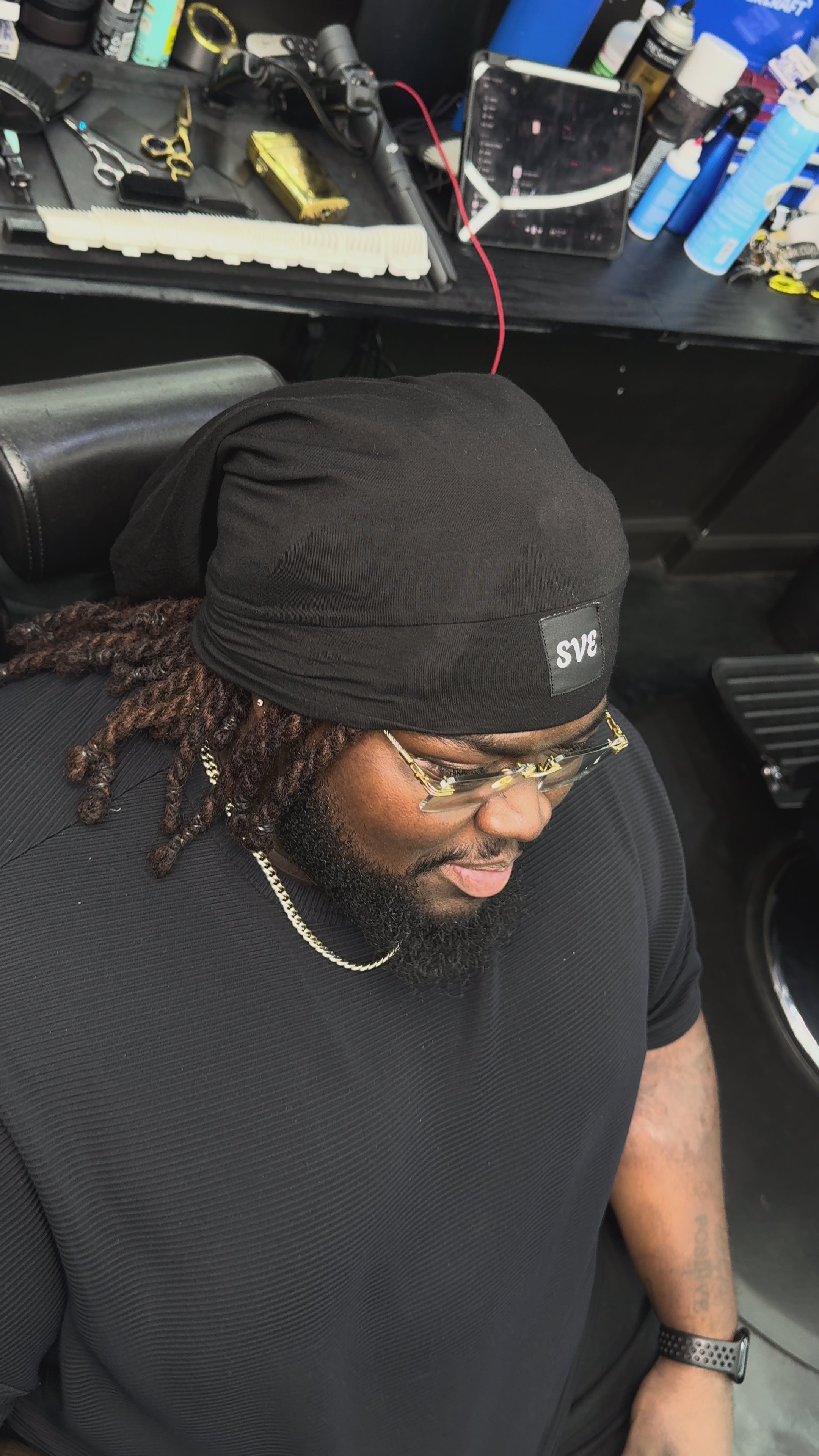 Long Adjustable Skull Cap - LINED WITH SATIN